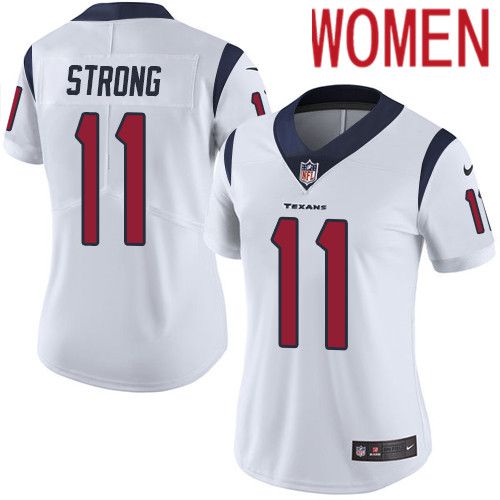 Women Houston Texans #11 Jaelen Strong White Nike Vapor Limited NFL Jersey->women nfl jersey->Women Jersey